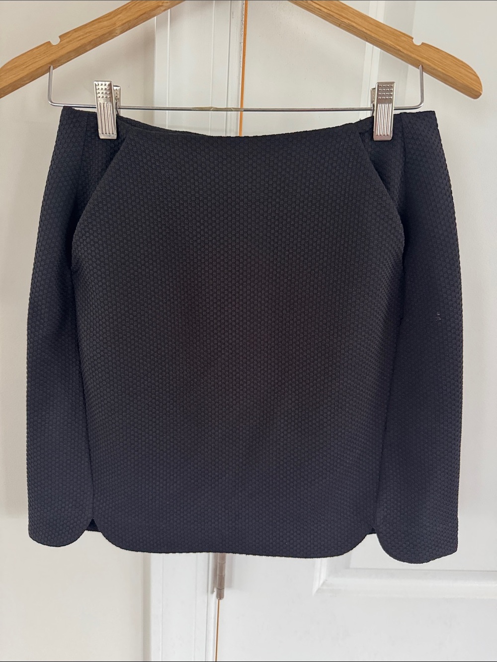LC Lauren Conrad Black Textured Pencil Skirt